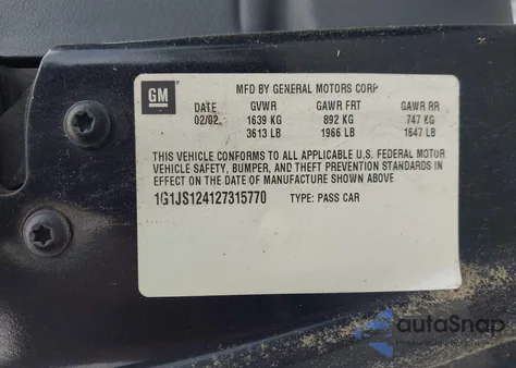 2002 Chevrolet Cavalier Ls from USA, damaged, VIN 1G1JS124127315770